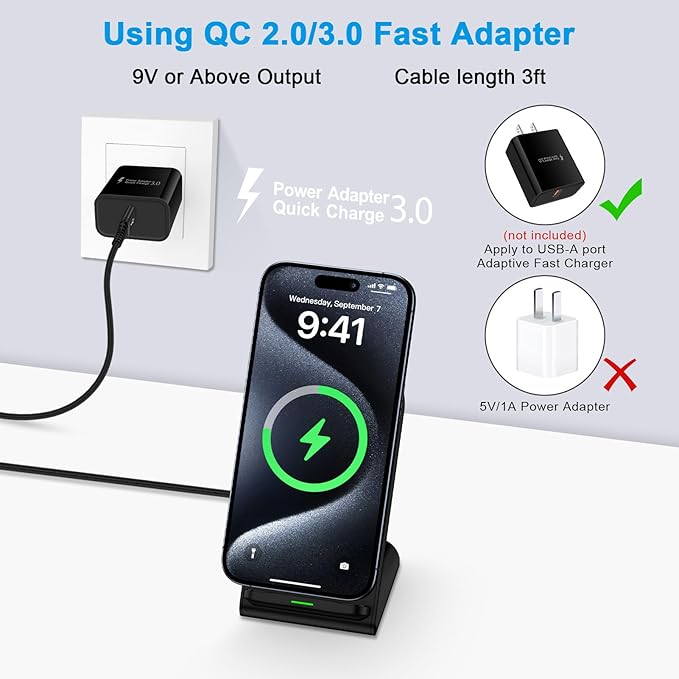 Wireless Charger Samsung Fast Charging Stand for Samsung Galaxy S25 S24 Ultra S24+ S24 S23 FE S22 S21 S20 S10, 15W Android Phone Wireless Charger Stand for Pixel 9 Pro XL Fold 8a 7 Pro, iPhone 16 15