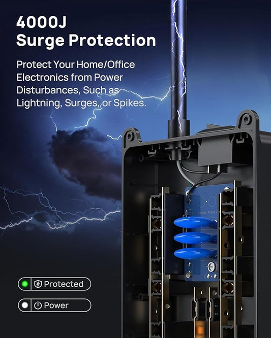 TROND Power Strip Surge Protector 10 ft Cord, 4000 Joules, ETL Listed, 13 Widely-Spaced Outlets Expansion with USB C Ports, Low-Profile Flat Plug, Wall Mount, Extension Cord, 14AWG Heavy Duty, Black