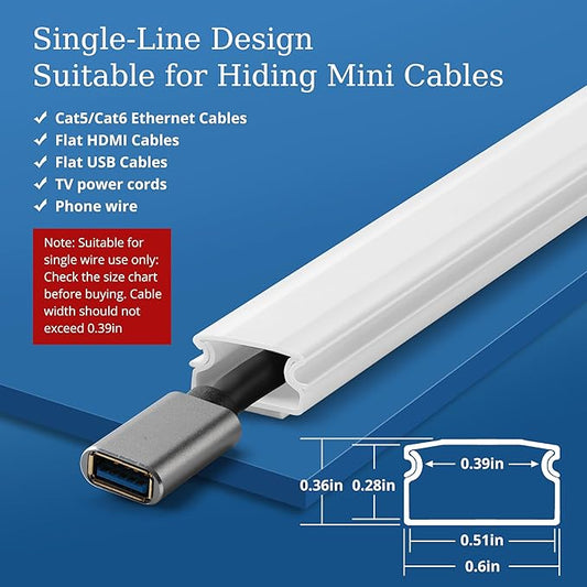 136in Cord Hider for Wall Mount TV, White Wire Covers for 1 Mini Cords, YCLYC 8Pack Cable Hider Kit, Paintable Power Wall Cord Cover, Wire Hiders for TV on Wall Cable Raceway - L17in W0.6in H0.36in
