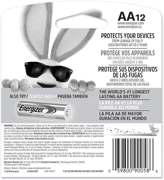 Energizer AA Batteries, 12 Count, Double A Max Alkaline Battery (Pack of 2)