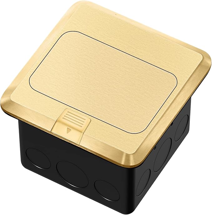 Vagueior Recessed Floor Electrical Outlet Kit,Waterproof Electrical Outlet Covcer Box,Hidden 4.8A USB+20A Tamper-Resistant Receptacle Outlet with Slow Elastic Damping ,ETL Certified,Gold (2 Pack)