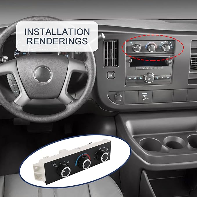 DICMIC Front A/C Heater Climate Control Module Compatible with 2001-2014 Chevrolet Express 1500 GMC Savana 1500 2001-2021 Chevrolet Express 2500 3500 GMC Savana 2500 3500 Replace# 599-293, 15773676