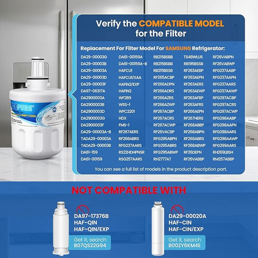 ICEPURE DA29-00003G Refrigerator Water Filter Replacement for Samsung DA29-00003G, DA29-00003B, RSG257AARS, RFG237AARS, Aqua-Pure Plus, HAFCU1, RFG297AARS, RS22HDHPNSR, WSS-1, RWF1100A, 4PACK