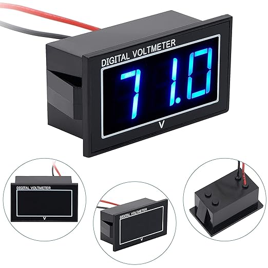 SUPNOVA Waterproof Voltmeter 12V 24V 36V 48V 60V 72V 96V,LED Digital Display Battery Voltage Tester DC5-130V Apply to Golf Cart,Car, Motorcycle,Boats Battery Voltage Monitor