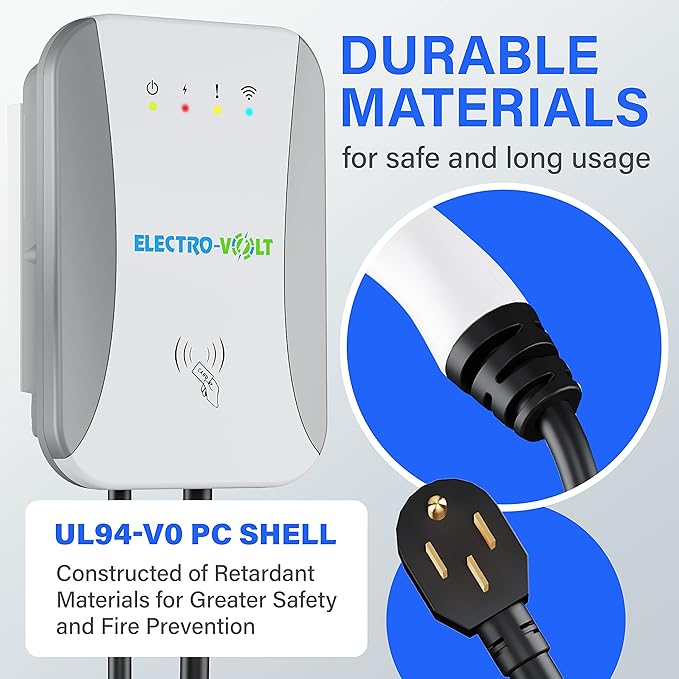 Level 2 EV Charger - 10 KW, Adjustable 40Amp, 240V, NEMA 14-50 Plug, IP65 Indoor/Outdoor Electric Car Wall Charging Station- FCC Certified EV Charger Level 2 & 18-Ft Premium Cable & Smart APP Control