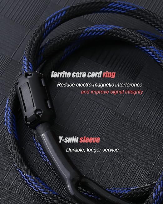 Diaianyfi Audiophile RCA to 2RCA Subwoofer Cable,1 RCA Male to 2 RCA Male Audio Cable RCA Y-Adapter,Oxygen-Free Copper,Nylon Braided Jacket (9.9fFT)