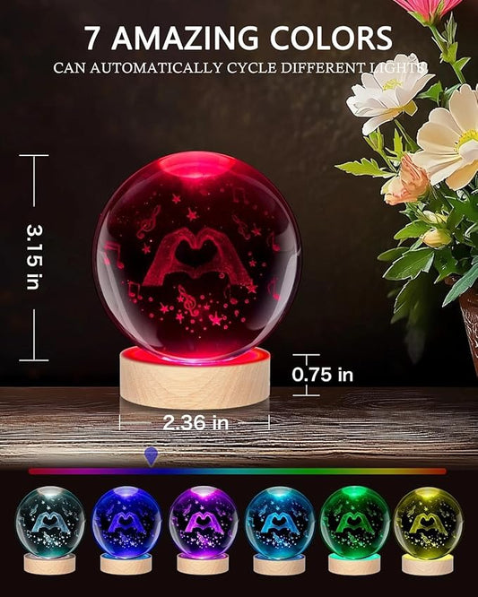 Kopesmsy 3D TayTay Crystal Ball Night Light,3.15 inch 3D K9 Crystal BallNight Light Room Decor, Funny Anniversary Christmas Gifts for Women, Girlfriends, Wives, Daughters