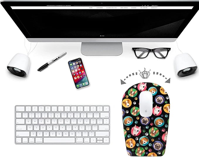 BOCHEERY Ergonomic Mouse Pad Wrist Support,Upgrade Mousepad with Massage Design,Non-Slip PU Base Desktop Mouse Pads for Pain Relief, Computer, Office & Home,12 x 8 in(F-Lovely Dogs)