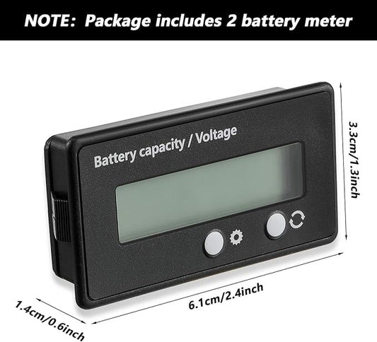 Frienda 2 Pieces Dc 12v 24v 36v 48v 60v 72v 84v Golf Cart Battery Meter with Alarm, Front Setting and Switch Key Battery Capacity Voltage Indicator Gauge Acid and Lithium Ion Indicator(White)