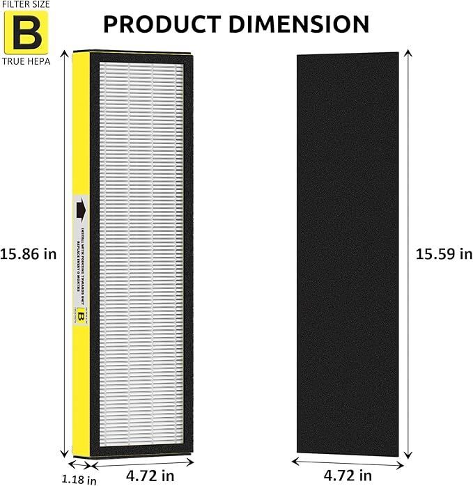 Hfunmo FLT4825 HEPA Filter B Replacement for Guardian Technologies AC4825E AC4300 AC4900 AC4850 Air Purifiers โ 3 True HEPA Filters & 9 Carbon Filters, HEPA Pure Version