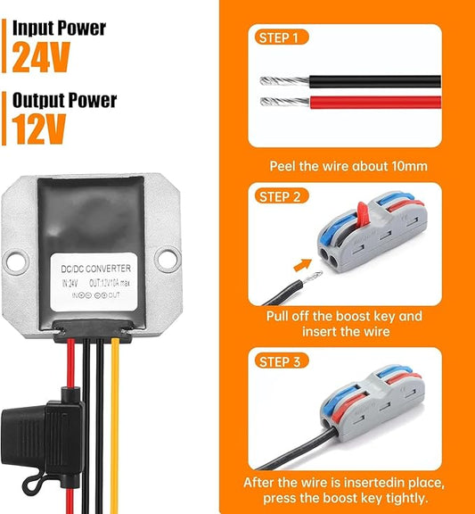 BEYIMEI 10A 120W DC-DC Converter 24V Step Down to 12V Converter Voltage Regulator Power Supply Module Buck Transformer for Truck,RV,Automotive Solar Panel (Input 15V-35V)