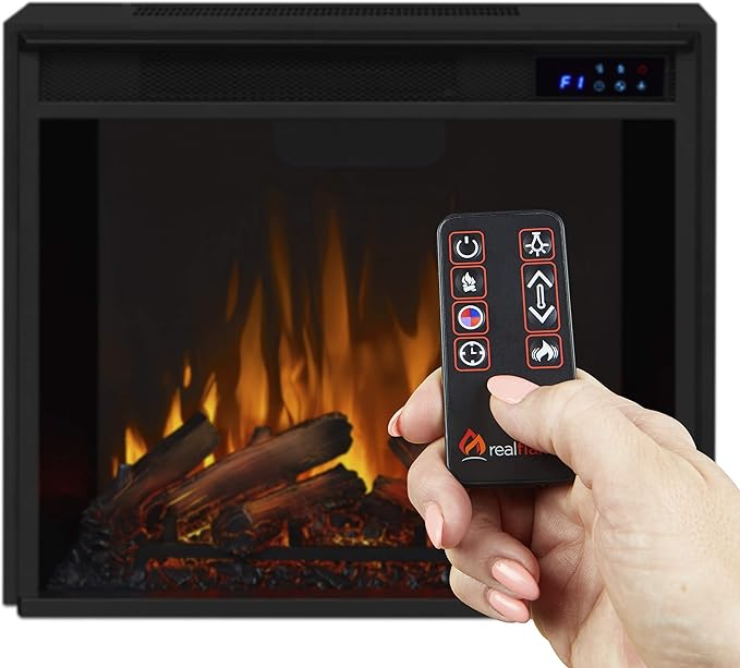 Real Flame Fresno 72" TV Stand with Electric Fireplace in Black, Entertainment Center with Electric Fireplace, Living Room TV Stand with Fireplace, fits up to 70" TV