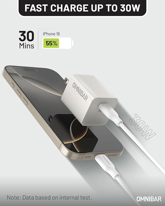 30W USB C Charger,GaN Fast Wall Charger Block,PD3.0 PPS USB-C Power Adapter for Google Pixel 9/9 Pro/9 Pro XL/8/8a/8 Pro/iPhone 16/15/14/13 and More Series, Galaxy, iPad, Compatible with MagSafe,White