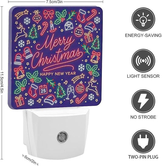 YKJAHSD Merry Chrismas Night Light, Plug into Wall Decor Nightlights for Bedroom, Bathroom, Hallway, Kitchen, with Dusk to Dawn Light Auto Sensors LED Night Lights for Boys Girls Women Men Room Gifts