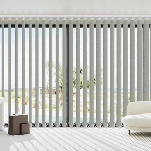 Blindify Motorized Vertical Blinds Compatible with Alexa Google Home, Blackout Sliding Door Shades Smart Vertical Blinds Remote Control Customize, 3-Layer Grey