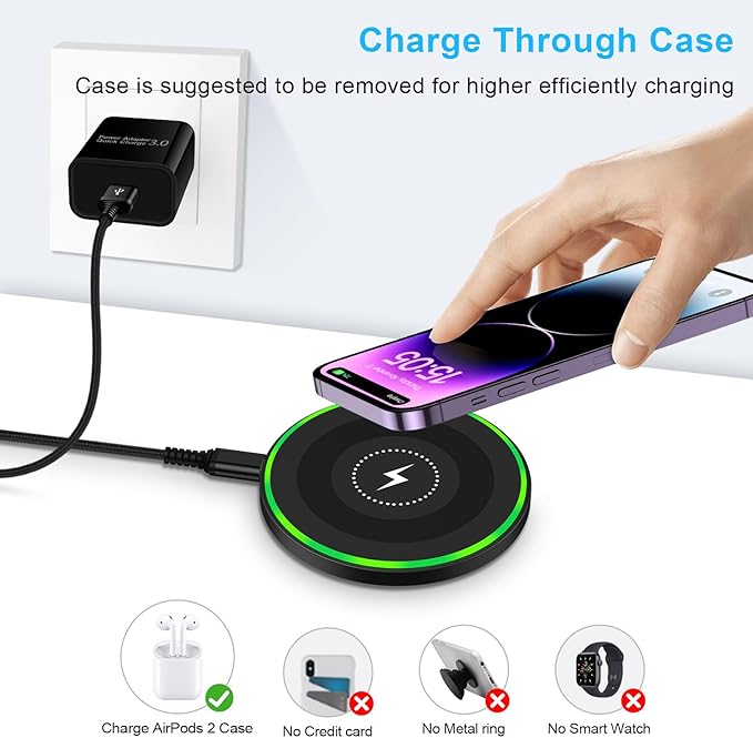 Samsung Wireless Charger Android Charger Fast Charging Pad Wireless Phone Charger Android Charging Station Mat for Samsung Galaxy S25 Ultra S25 Edge S24 S23 S22 S21, iPhone 16 Pro Max 16e 15 14 13