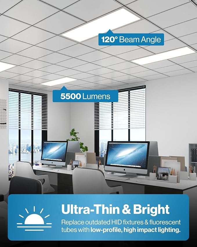 Sunco 24 Pack 2x4 LED Flat Panel Light Drop Ceiling Office Shop Commercial Warehouse Fixture, 5500 Lumens, Selectable Features, 30W/40W/50W, 4000K/5000K/6000K, Dimmable (0-10V), Dustproof ETL.