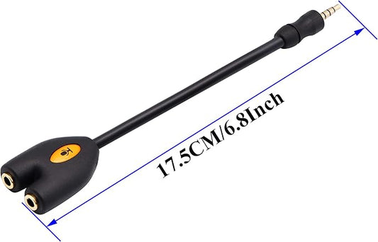 zdyCGTime 3.5mm Audio Headphone Y Splitter Cable 4-Pole 3.5mm AUX Male to 2 Port 3.5mm Female Headset Mic & Stereo Audio Y Splitter Cable for Earphone,for Smartphone, Samsung, LG, (17.5CM)(4Pole)