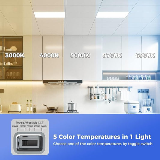 Aphyni 12 Pack 2x2 LED Flat Panel Light, Dimmable Office Kitchen Flush Mount Ceiling Light Panel,Bright 6500LM,Dimmable,Selectable Features, 3000K/4000K/5000K/5700K/6500K, 30W/35W/40W/45W/50W