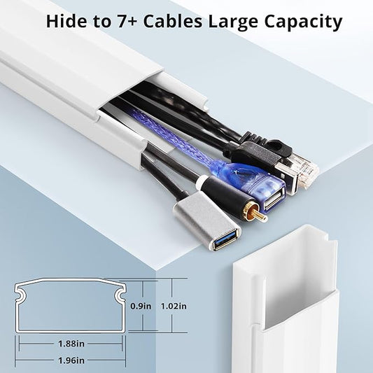 YCLYC Cord Covers - 63in Paintable TV Cable Hider Kit, X-Large Cord Management System for Walls