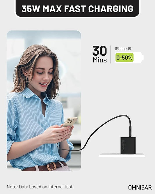 35W USB C Charger with 60W Type C Cable,2 Ports GaN Fast Wall Charger Block,PD3.0 PPS USB-C Power Adapter for iPhone 16/15/14, Galaxy S24//Note 20, Pixel 8 Pro/8/7, iPad/iPad Mini,MacBook Air and More