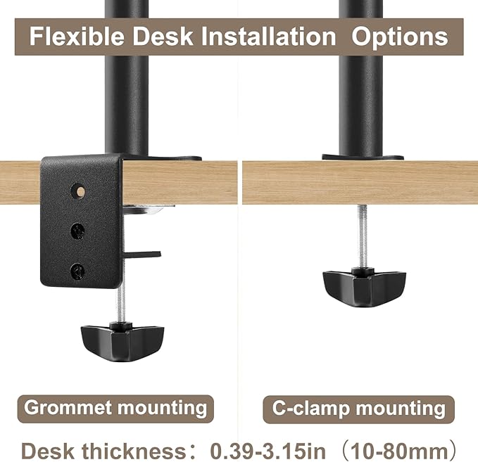 Dual Monitor Desk Mount Easily Set Up,Fully Adjustable Monitor Mount for 2 Monitors Up to 32 Inch,Heavy Duty Dual Monitor Stand Holds up to 22 LBS