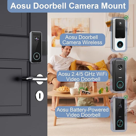 Anti-Theft Video Doorbell Mount Compatible with Aosu, No Drill Doorbell Camera Mount, Adjustable Mounting Bracket Holder Accessories for Apartment Rentals, Enhanced Protection Doorbell Mount Bracket
