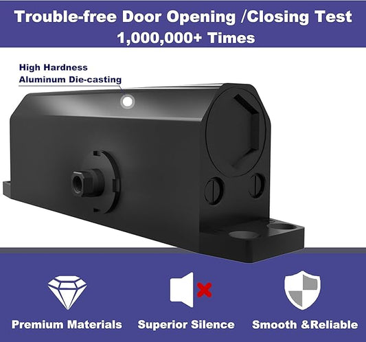 Jayseon Automatic Door Closers Commercial Door Closer for Home, Hydraulic Auto Closers Silent for Residential or Light Commercial, Aluminum Black