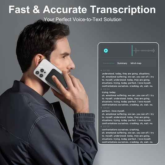 AI Voice Recorder,64GB Note Voice Recorder with Transcribe,Mind Mapping & AI Summary,Digital Voice Recorder with App,Audio Recorder for Lectures,Phone Calls,Meetings,Interviews Etc,Black