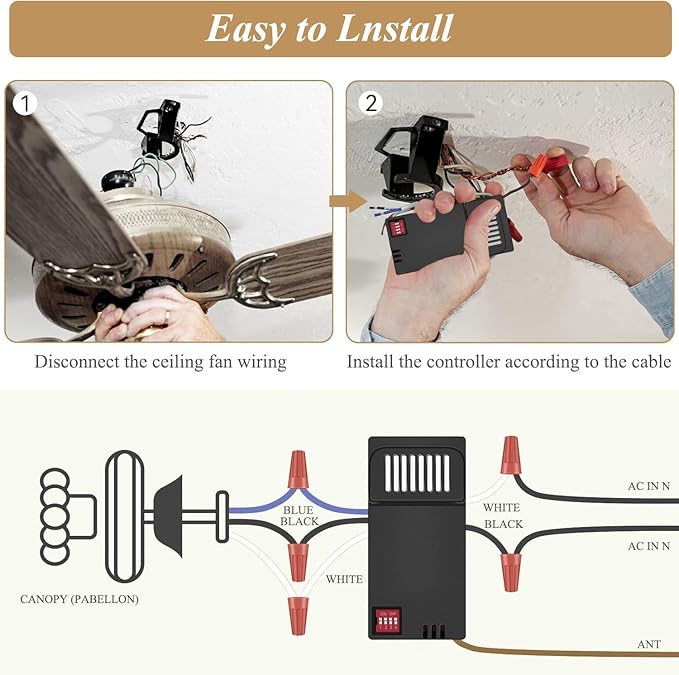 Hampton Bay Universal Ceiling Fan Thermostatic Remote Control Kit with Wall Holder for Hunter Home Decor Harbor Breeze,3-Speed Light Dimmer Timer Replacement for HD3 TR222A 98108 98130 98101 98131
