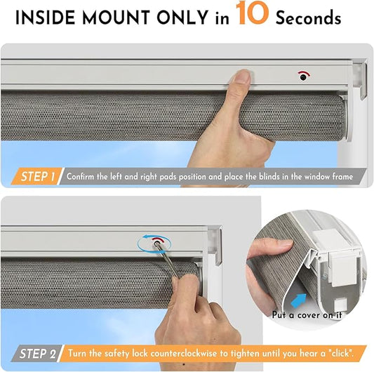 Persilux Smart Motorized Blinds with Remote, No Drill Automatic Roller Shades for Indoor Windows, Light Filtering Linen Fabric, Electric Blinds for Windows, Weave Blend Smoke C162-7, Custom Size