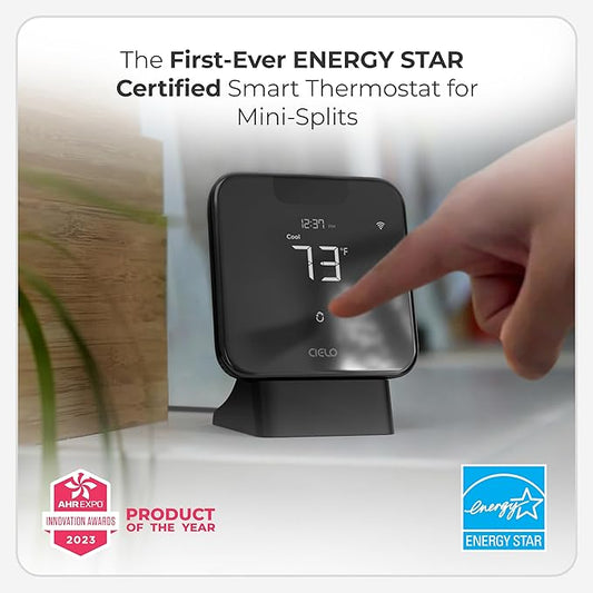 Breez Max | ENERGY STAR CERTIFIED Smart AC Controller | WiFi Thermostat for Mini-Split, Window, Portable ACs/Heat Pumps | AI-Based Tech | Free App, No Subscriptions | Alexa, Google, IFTTT etc. (Black)