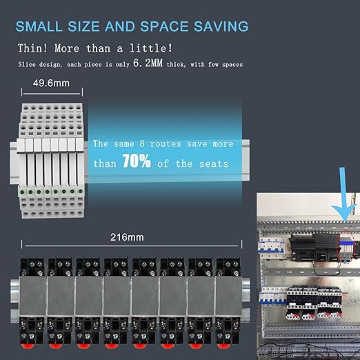 Electromagnetic Relay 60V DC/AC SPDT Converting 110V Through Socket 6A with LED Indicator, Socket Base, DIN Rail, Ultra Thin 6.2mm, UL/CE/VDE Certification