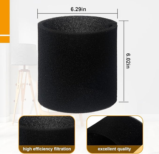 Filter Replacement 90585 Foam Sleeve for Shop Vac Wet Dry Vacuums 90304 90350 90333,VF2002 Reusable Dry Vac 9010700 Filter, Fits Most 5 Gallon Up Wet Dry Vacuum Cleaners
