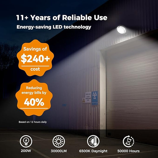 AIKVSXER 200W LED Barn Light 30000LM Dusk to Dawn LED Outdoor Area Security Light with Photocell IP66 Waterproof 6500K Daylight for Yard Street Farm Garden Garage 12 Pack