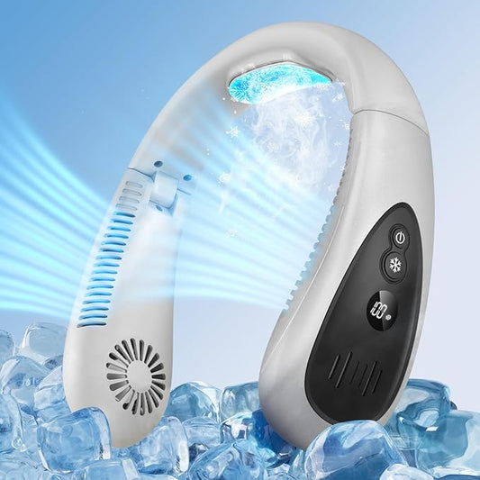 GAITIR Neck Air Conditioner, Portable Neck Fan with Cooling Plate 360°Cooling Airflow, 5000mah Rechargeable USB Fan Hands Free Bladeless Wearable Foldable Mini Fan for Men Women Home Office Outdoor