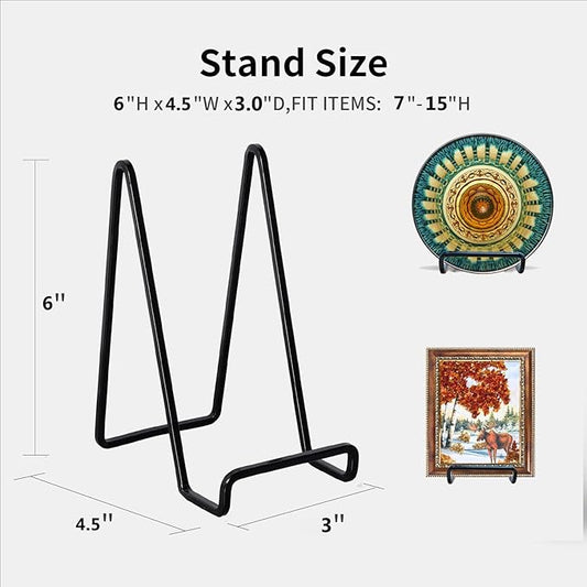 3 Pack 6 inch Metal Plate Stands for Display, Plate Holder Pictures Frame Easel Display Stand, Tabletop Picture Stand, Iron Easels for Display Photo Frames, Plates, Vinyl Record,Book, Plaque, Sign