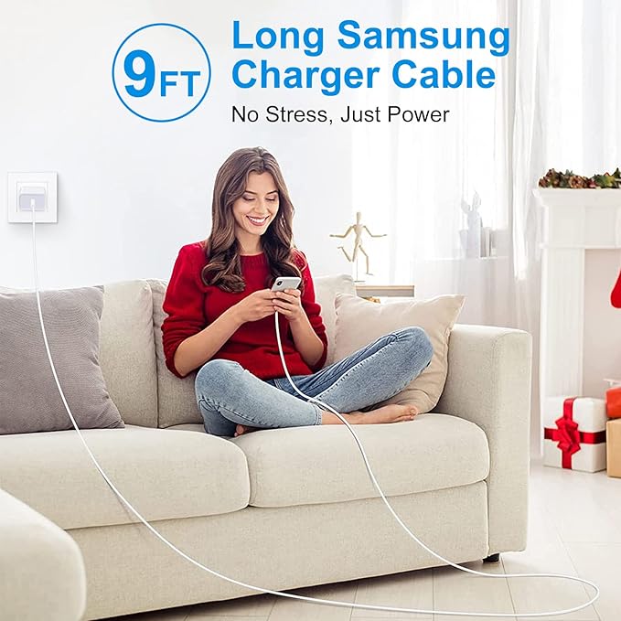 Samsung A16 Charger Fast Charging for Samsung Galaxy S25 S24 S23 S22 Ultra S21 S20 FE 5G A73 A55 A54 A53 A15 A14 A52 A42 A32 A23 A13 A12 A04 A03S,20W PD Charger Block & 9ft C Cable Charger