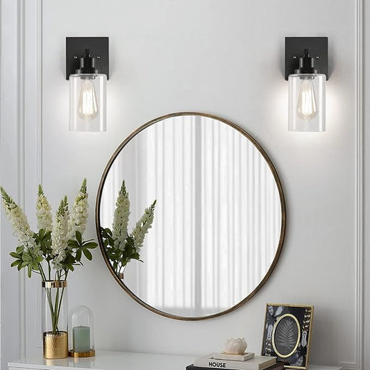 DIKAIDA Plug in Wall Sconces, 2 Pack Wall Lamp, Rustic Plug in Wall Light Sconces, Sconces Wall Lighting, E26 Modern Wall Light Fixtures