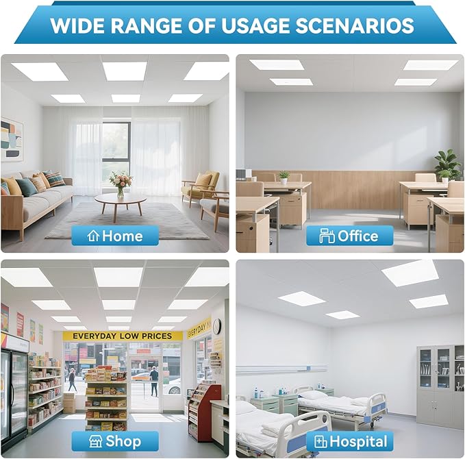 Msbfi 2x2 LED Flat Panel Light - 32 Pack Drop Office Ceiling Light 30-35-40W Adjustable, 130LM/W 3500K/4000K/5000K Selectable, 0-10V Dimmable, 100-277V for Office Ceiling Lighting Fixture ETL/DLC
