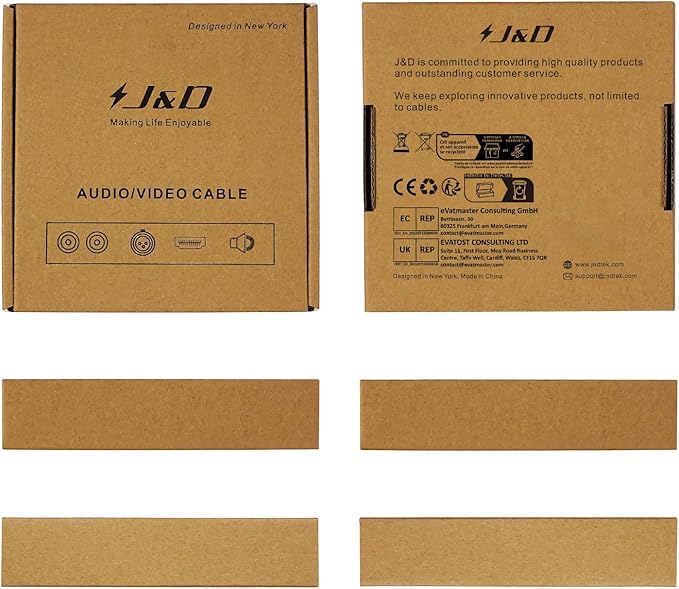 J&D 2 RCA Extension Cable Male to Female, Copper Shell Gold-Plated 2RCA Male to 2RCA Female Cable Stereo Audio Extender Cord Adapter, 9 Feet