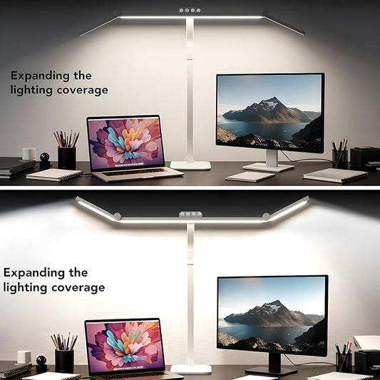 Galnolt LED Desk Lamp for Home Office with Base, 28.2" Adjustable Gooseneck Swing Arm Bright Desk Light, Dimmable Architect Table Lamp for Desktop Computer Light, Reading, Study, Workbench(White)