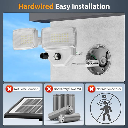 Onforu 32w 3200LM Dusk to Dawn Outdoor Lighting,6500K Dual-Head Flood Light Outdoor with Photocell,IP66 Waterproof Security Lights,2Pack Exterior Daylight off and Night On White Light for Patio Garden