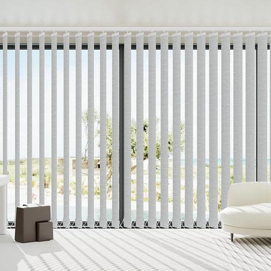 Blindify Motorized Vertical Blinds Compatible with Alexa Google Home, Blackout Sliding Door Shades Smart Vertical Blinds Remote Control Customize, Off-White