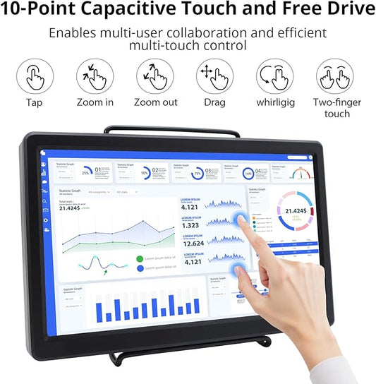ELECROW 10.1 Inch Portable Monitor - IPS Capacitive Touchscreen Monitor with HD VGA Port,1920x1080P LCD Display Built-in Dual Speakers Touch Sceen for Raspberry Pi 5/4/3, PS Xbox, Windows 11/10/8/7