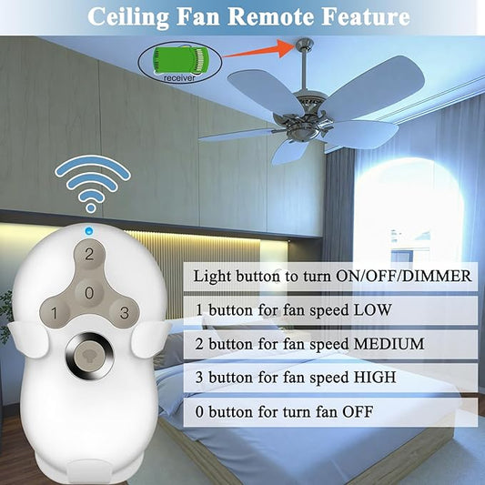 Universal Ceiling Fan Remote Control Kit, Replacement for Hampton Bay, Hunter, Harbor Breeze, 3 Speed with Light Dimmer, 434MHz, with Wall Mount