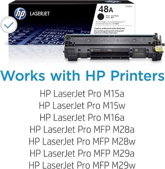HP 48A Black Toner Cartridge | Works Laserjet Pro M15, M16 Series, Laserjet Pro MFP M28, M29 Series | CF248A