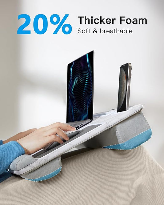 HUANUO Lap Desk - Fits up to 17 inches Laptop Desk, Built in Mouse Pad & Wrist Pad for Notebook, Laptop, Tablet, Lap Stand with Tablet, Pen & Phone Holder, Marbling, HNLD3M