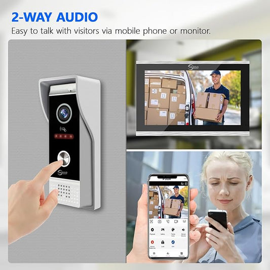 Wired Smart Video Apartments Intercom System,10 Inch Monitors with 1080P Doorbell Camera,3-in-1 Unlocking,TUYA WiFi Door Phone Kits, Ideal for Villas & Homes (2 doorbell + 4 Monitor)