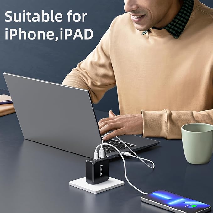 40W USB C Charger Block, 3 Pack 4-Ports Type C Fast Charging Cubes PD USBC Wall Plug+QC 3.0 USB A, Multiple USB C Charger for iPhone 16/15/14/13/12/11 Pro Max/XS, Samsung Galaxy, iPad, Tablet, Pixel